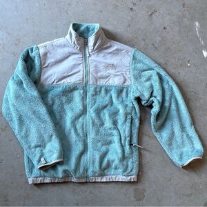 The North Face Denali Fleece Jacket - Girls Large - Turquoise & Grey